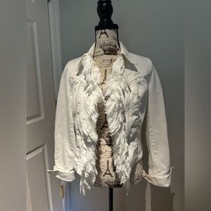 RICHMOND Women's White Denim Fringe Jacket—Size 8